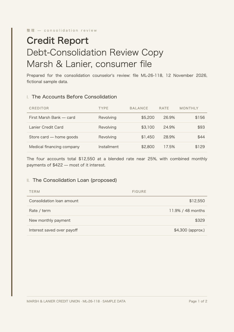 Japandi minimalist credit report